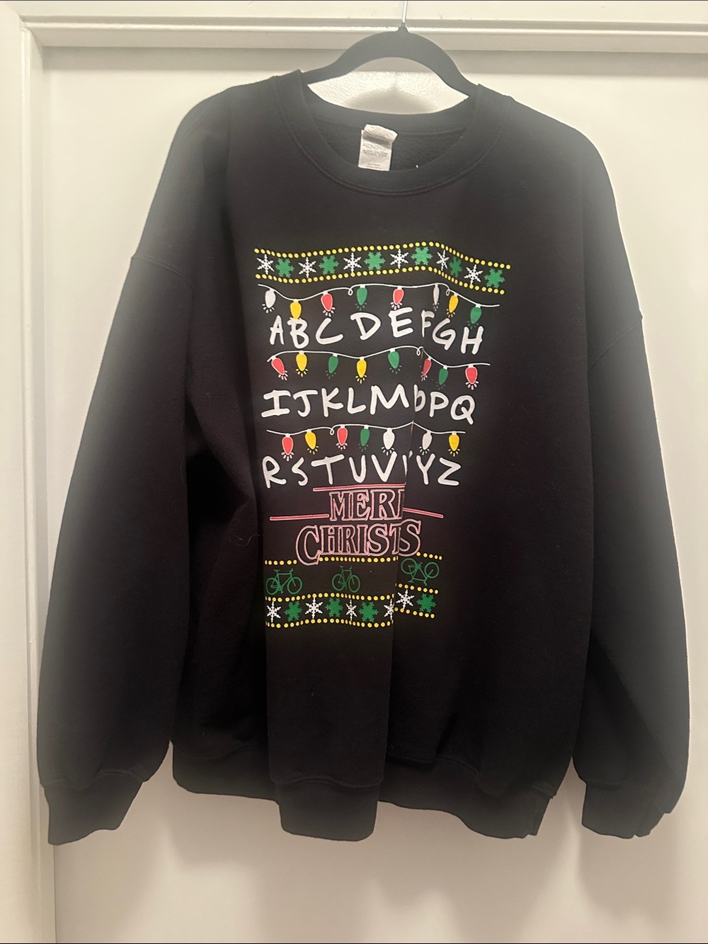 Gildan Black Holiday Alphabet Crewneck Sweatshirt